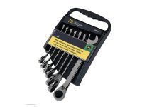 Image of the John Deere 7-piece SAE Offset combination ratcheting wrench tool set.
