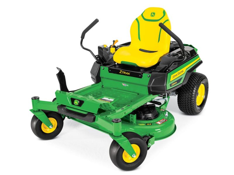 Image of left hand side of Z320M John Deere zero turn mower.