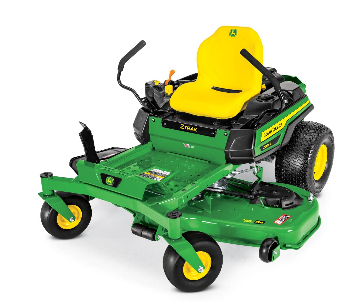 John-Deere-Z325E-Z-Trak-Residental-Zero-Turn-Mower-2 Image of left side of John Deere Z325E zero turn lawn mower.