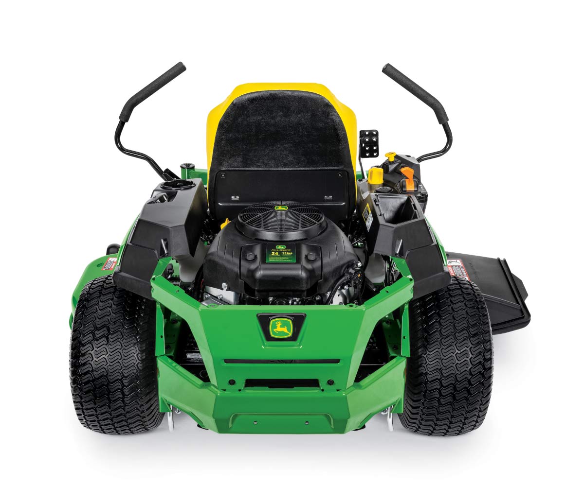 John-Deere-Z325E-Z-Trak-Residental-Zero-Turn-Mower-4 Image of rear of John Deere Z325E zero turn lawn mower.
