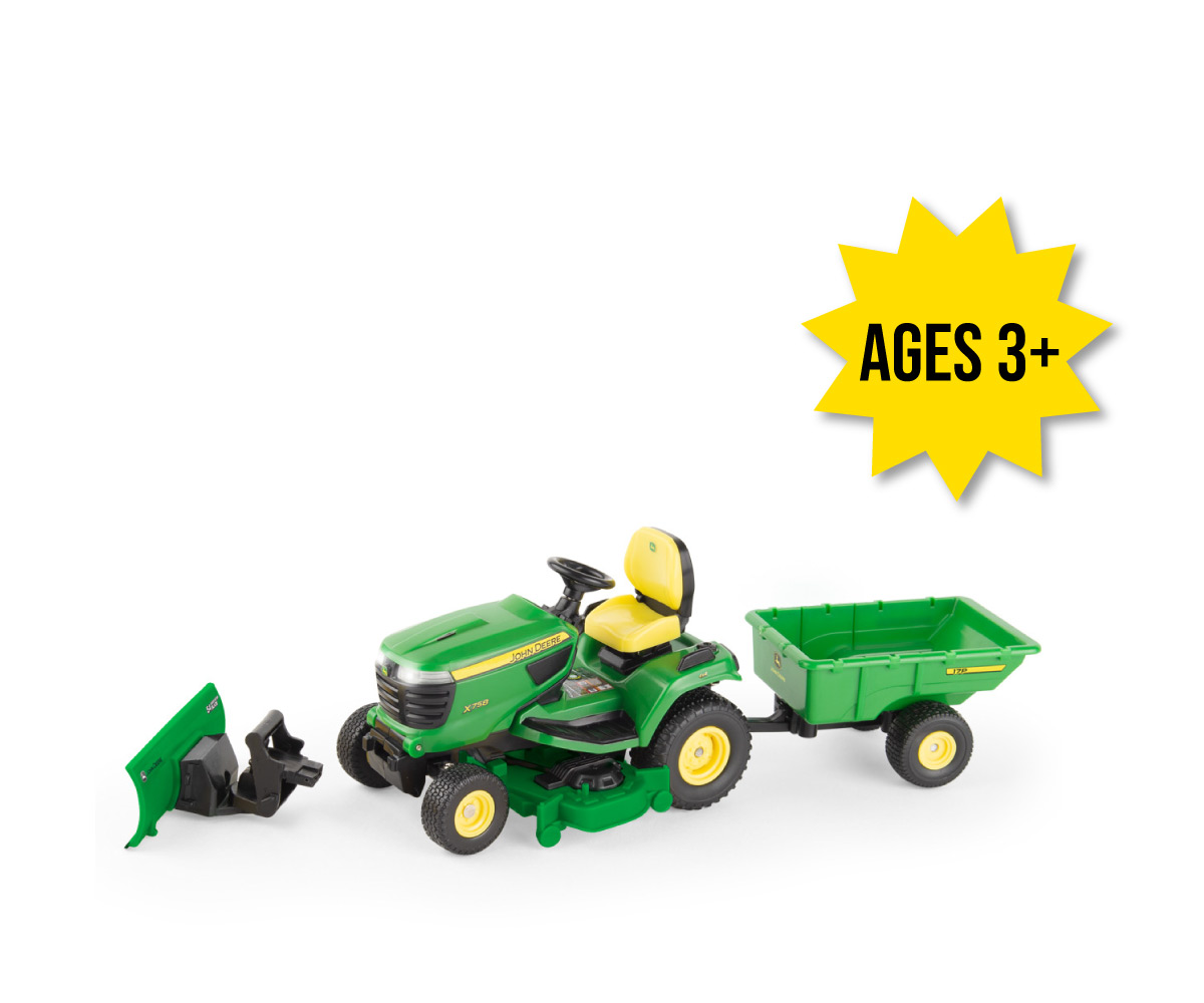 LP81014-1-16-Scale-John-Deere-Big-Farm-X758-Toy-Lawn-Tractor-Set
